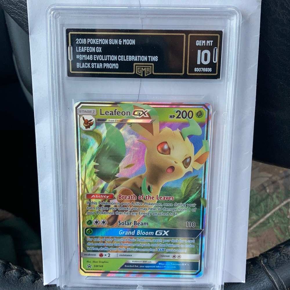 GEM MINT 10 GMA SLAB 2018 Pokémon Sun & Moon Leafeon GX Black Star Promo